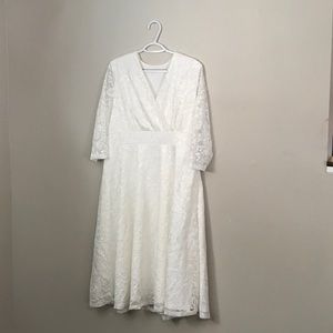 2xl white lace dress